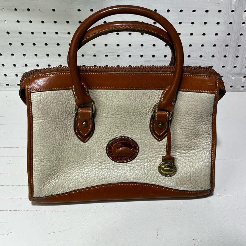 Dooney & Bourke Cream and Tan Leather Satchel